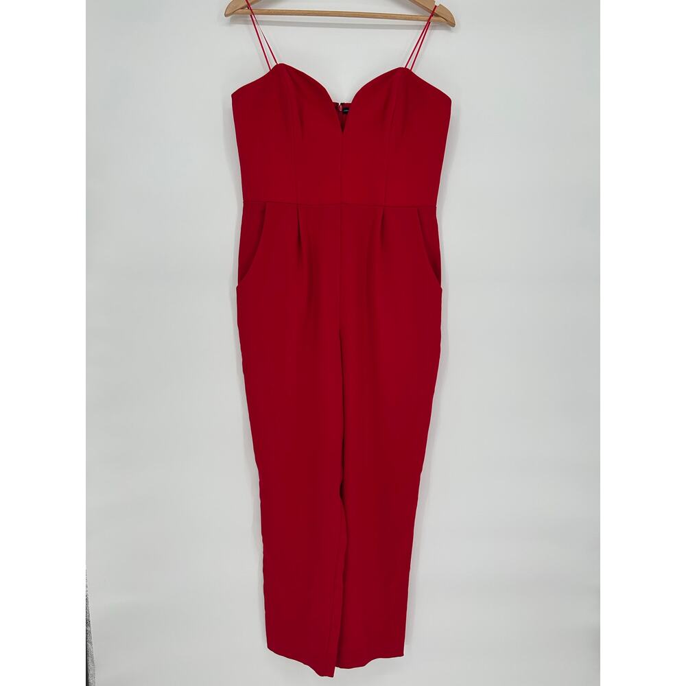 Amanda Uprichard‎ Red Jumpsuit w/ Sweetheart Neckline - Size Large - Picture 2 of 6
